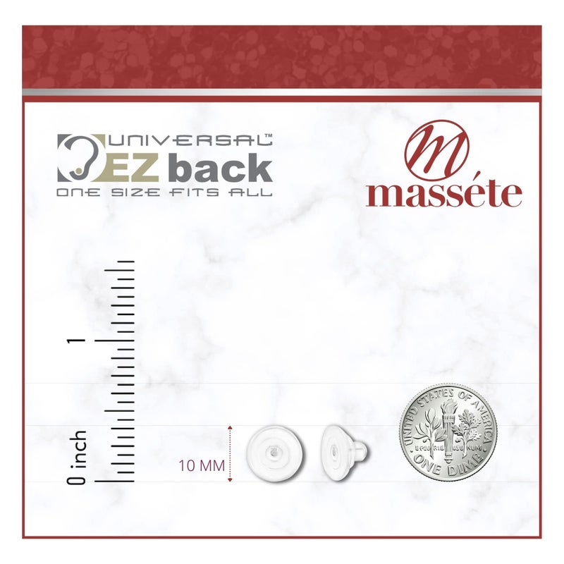UNIVERSAL EZ back Universal EZback Earring Backs Soft Clear Silicone and Sterling Silver Small 1 Pair - Image 2